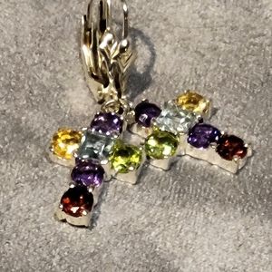Beautiful multi gemstone cross earrings